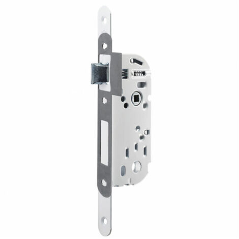 Vachette – Serrure monopoint encastrée 135 mm – Entraxe 70 mm – Axe 40 mm – Acier verni blanc – Réversible pour portes intérieures