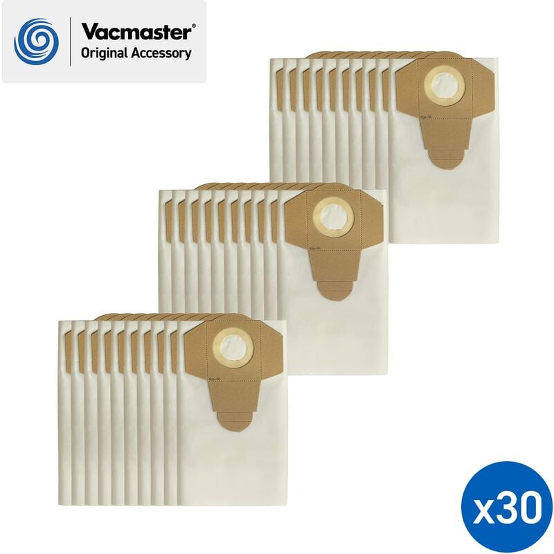 Image of 951562 - Sacchetti per aspirapolvere con filtrazione standard, 30 l, per aspirapolvere a secco e umido (confezione da 30), colore: bianco - Vacmaster