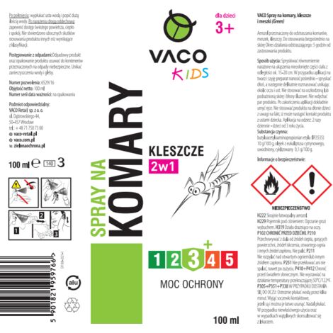 VACO KIDS Spray para niños contra mosquitos, garrapatas y jejenes - 100 ml