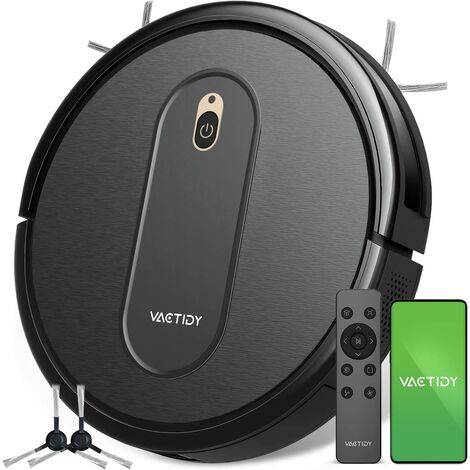 Vactidy Aspirateur Robot, Nimble T6 Robot Aspirateur Puissance d'Aspiration 2000 Pa, Contrôle Intelligent avec App et Alexa, Idéal pour Les Poils d'animaux, Cheveux, Poussière, Tapis et Sols Durs