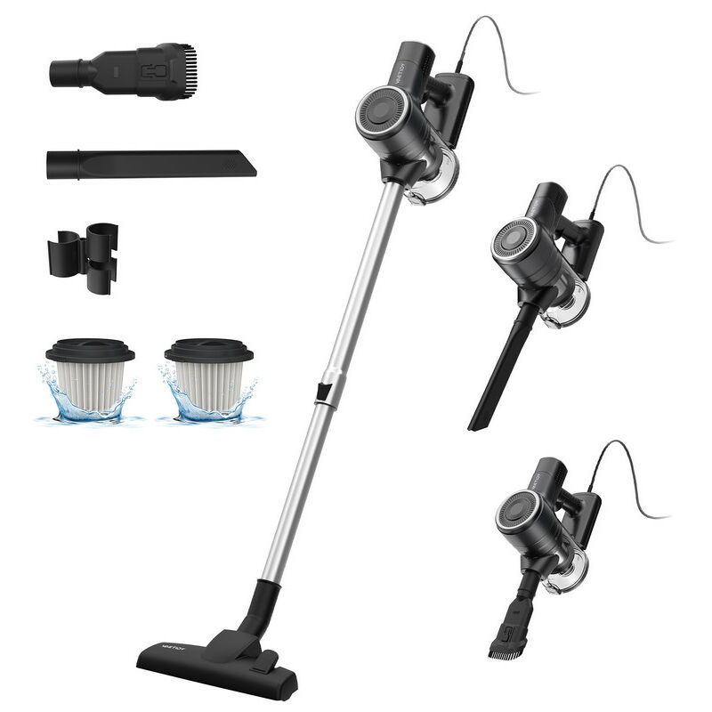 Vactidy - Blitz C6 - Aspirateur balai avec fil 3 en 1 - Aspirateur balai filaire - Aspirateur Puissant 18Kpa- Bac à poussière 800 ml - Noir