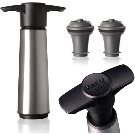 Vacu Vin Inox Pompa Salvavino, Acciaio Inossidabile, 3,6X 7,5X 12,5 cm