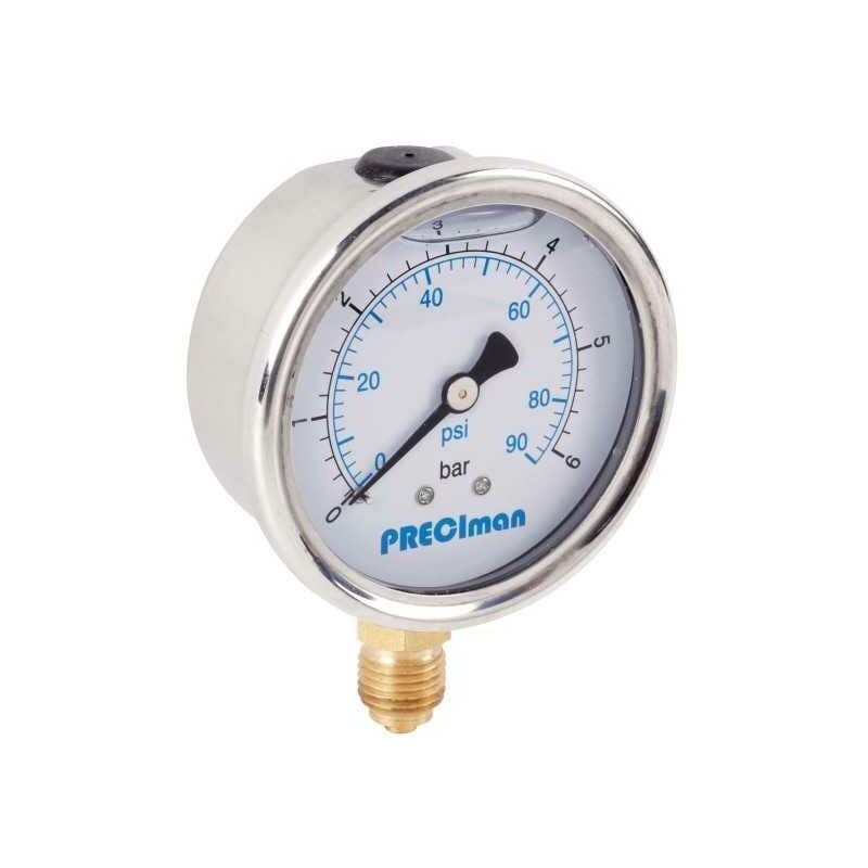 Vacumètre glycérine inox vertical D63 -1/0bar G1/4'