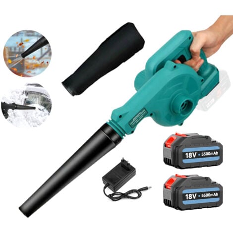 MAWIRON Vacuum cleaner blower battery, electric building vacuum cleaner 130 miles per hour, 2-in-1, with 2 5500mAh batteries and charger, compatible with Makita batteries