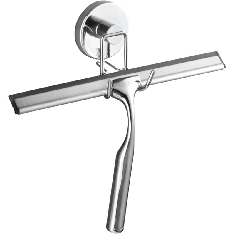 Raclette de douche Wenko Vacuum-Loc chrome sans perçage 2 pièces accessoire salle de bain inox fixations sans perçage support raclette de douche