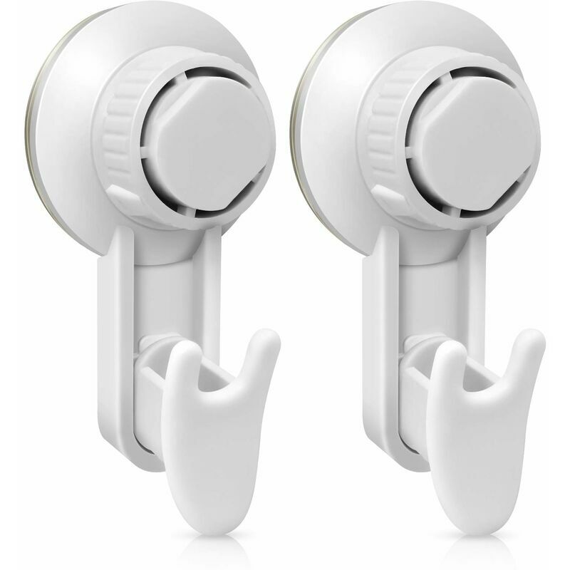 Vacuum Suction Cup Hook Set of 2, Powerful Suction Cup Hook Without Drilling, Bathroom Suction Cup Wall Hook Resistant up to 5 kg Reusable for