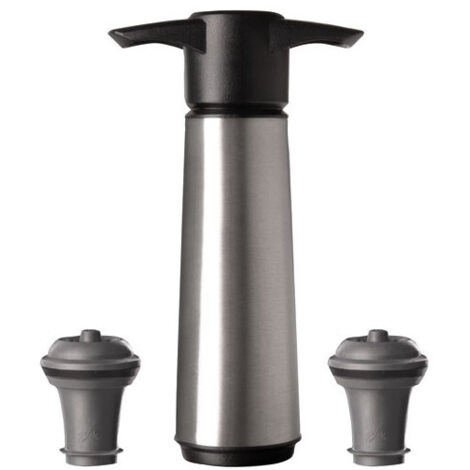 VACUVIN - Pompe mise sous vide acier brossé avec 2 bouchons