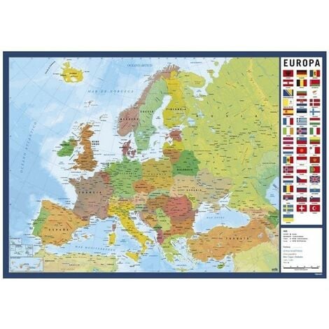 Mapa mudo color din A4 Europa -fisico