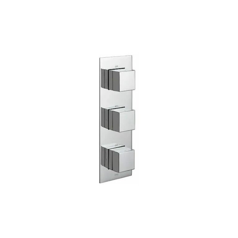 Notion 2 Outlet 3 Handle Vertical Thermostatic Tablet Shower Valve - Chrome - TAB-128/2-NOT-C/P - Chrome - Vado