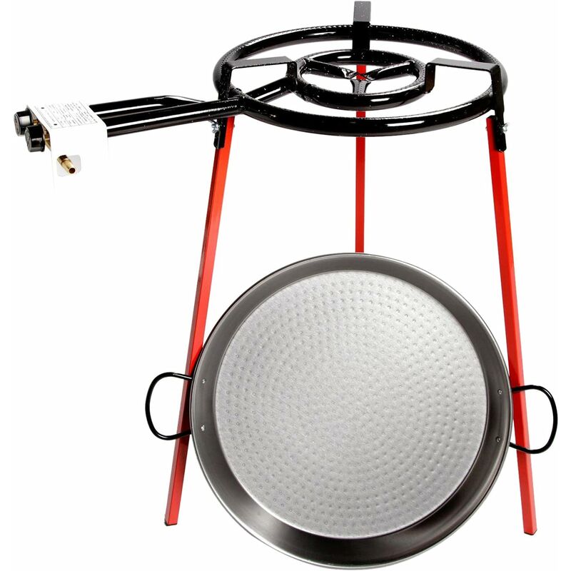 

Vaello La Valenciana 6140 El Ecoset contiene patas soporte cuadradas, paella pulida de 46cm y un quemador de 400mm