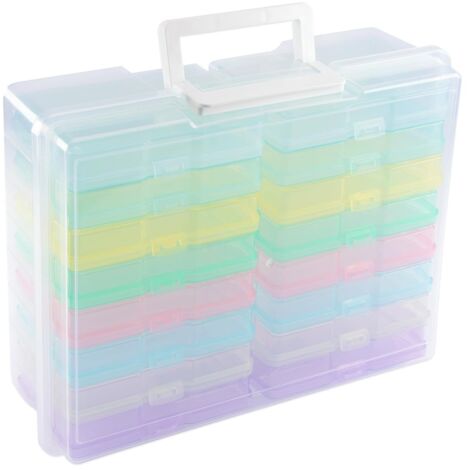 Vaessen Creative Organizer Armadio da 37,5 x 30 x 13 cm - 16 Scatola Trasparente - Portaoggetti con Coperchio con Maniglia – Per Artigianato, Diamond Painting, Scrapbooking e Creazione di Gioielli