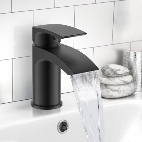 Vago Contemporary Matte Black Basin Single Lever Mixer Tap + Waste