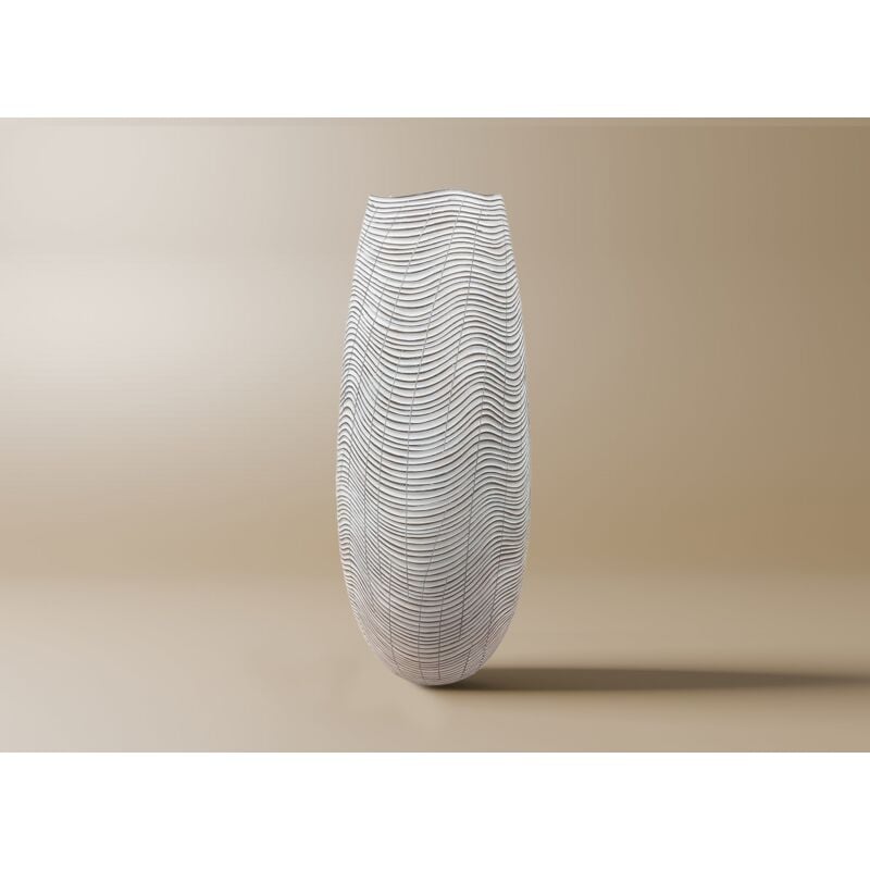 Vague - Vase design en résine blanc H51 cm vague