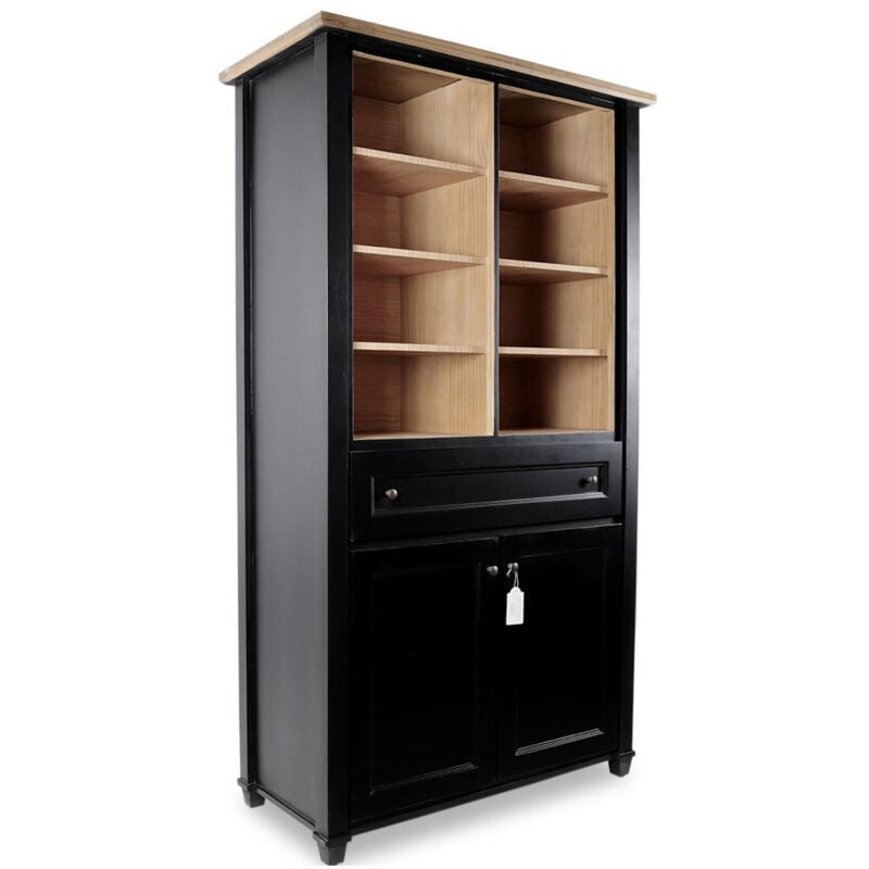 Vaisselier 1 tiroir - Bois-MDF - Noir - Décoration d'Autrefois