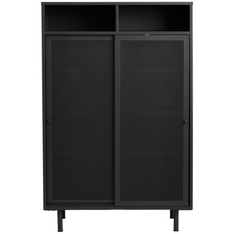 Vaisselier 2 portes, 2 niches en métal H140cm - Noir - KISO