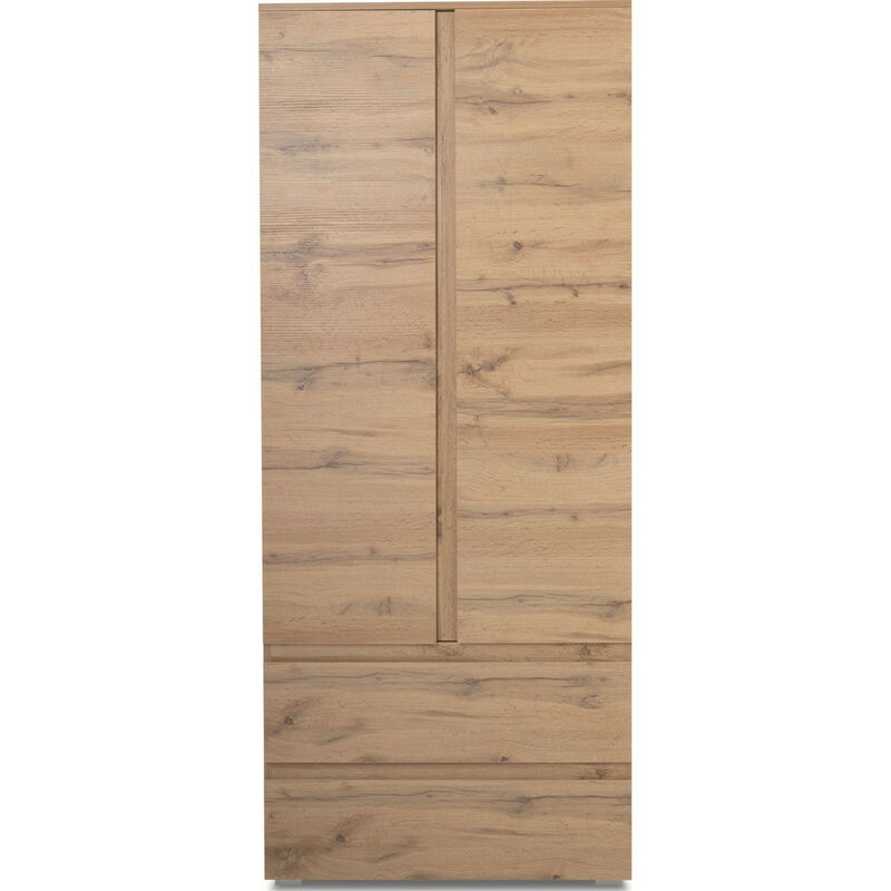 Homifab - Vaisselier 2 portes 2 tiroirs effet chêne 80 cm - Medea