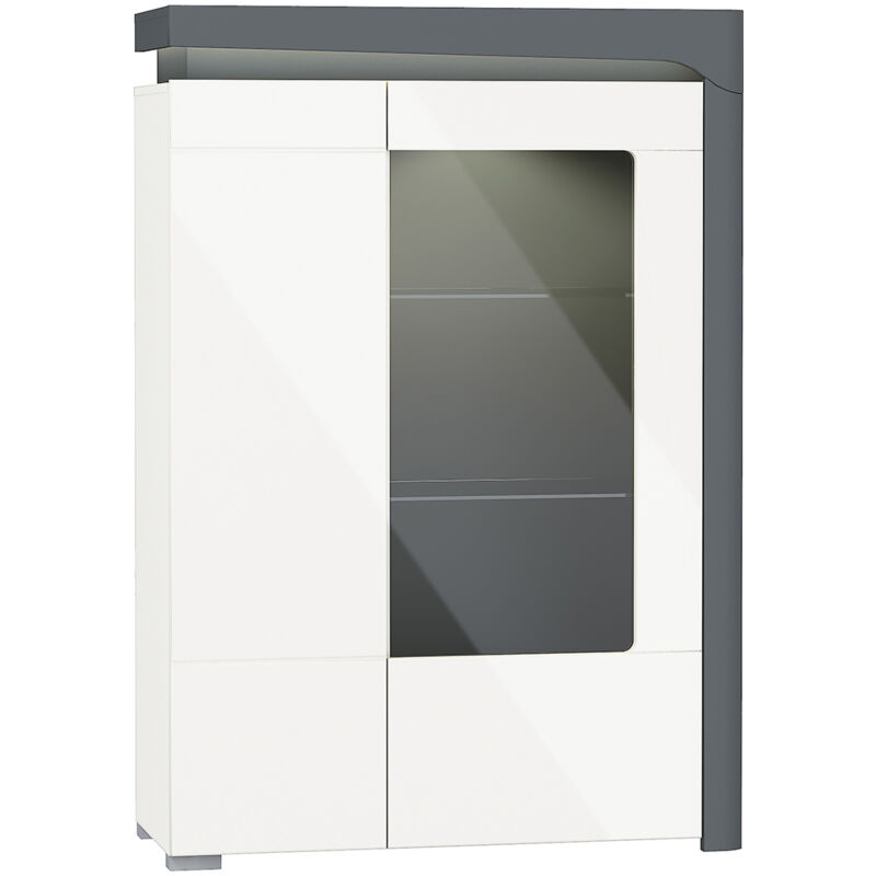 Vaisselier 2 portes droite LED inclus Teo Blanc et Gris