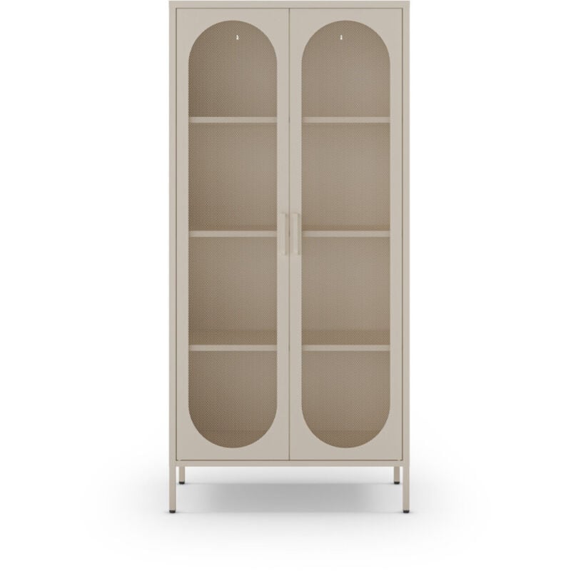 Vaisselier 2 portes en métal H170cm - Beige - Zio