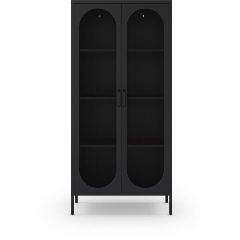 Vaisselier 2 portes en métal H170cm - Noir - Zio