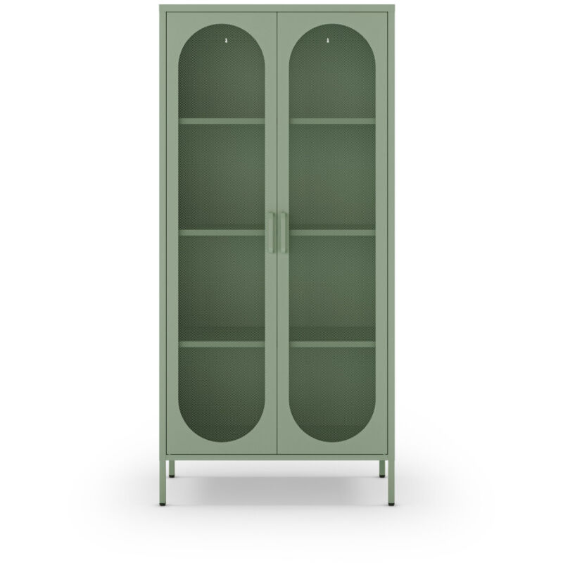 Vaisselier 2 portes en métal H170cm - Vert menthe - Zio