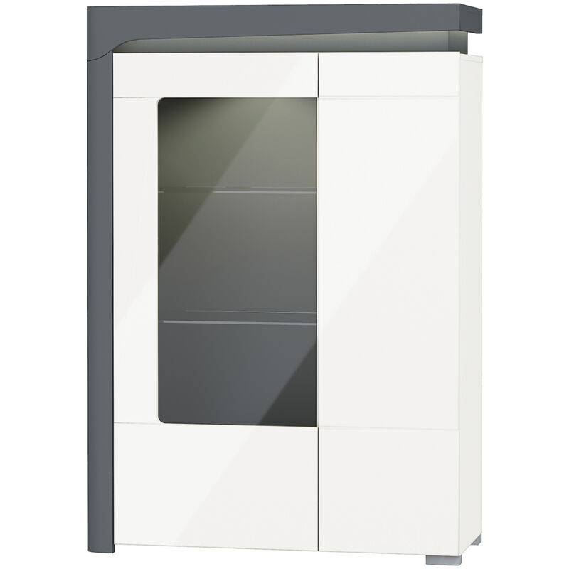 Petits-meubles - Vaisselier 2 portes gauche led inclus Teo Blanc et Gris