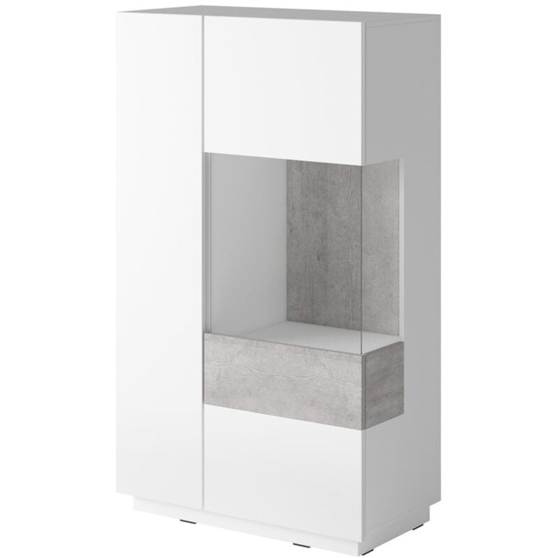 Petits-meubles - Vaisselier 2 portes ouverture droite Andrea Blanc et Béton