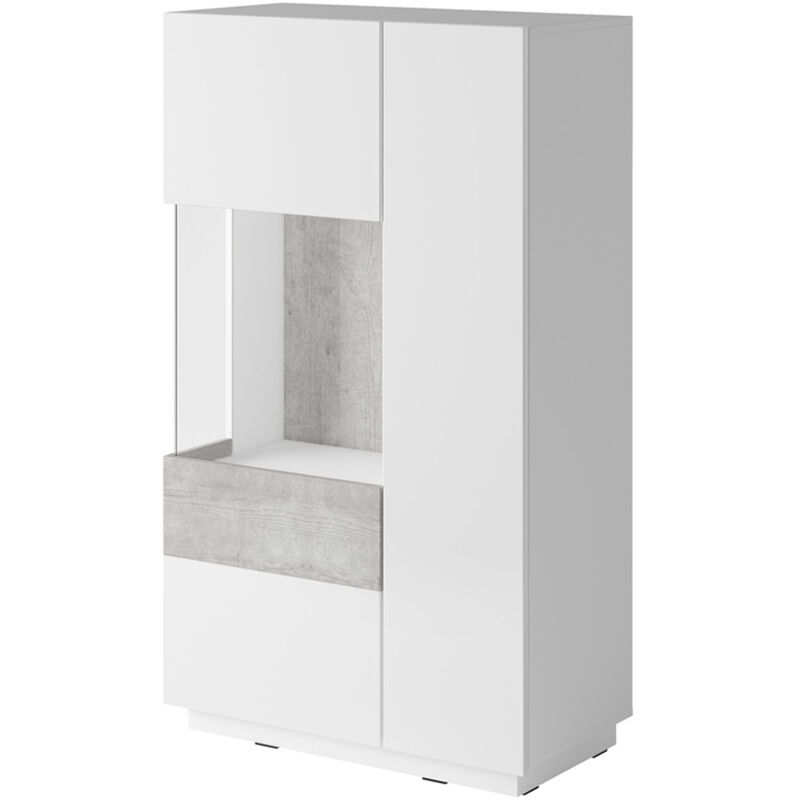 Petits-meubles - Vaisselier 2 portes ouverture gauche Andrea Blanc et Béton