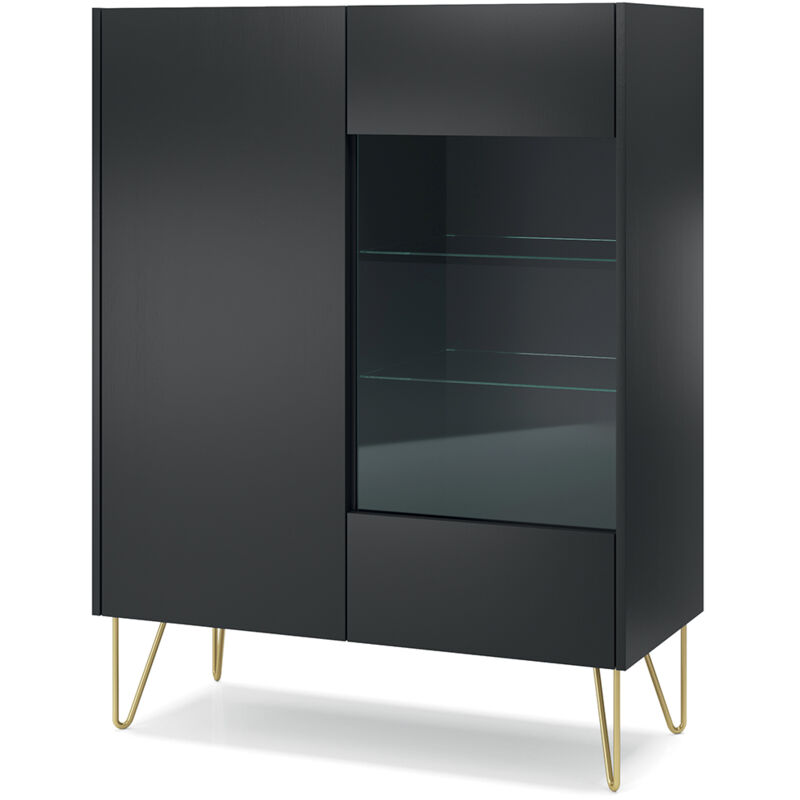 Petits-meubles - Vaisselier 2 portes Roya Noir et Marbre