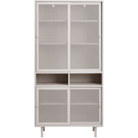 Vaisselier 4 portes, 2 niches en métal H180cm - Grège - KISO