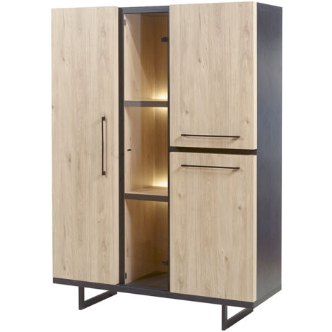 Vaisselier/argentier industriel chêne/anthracite Alrik