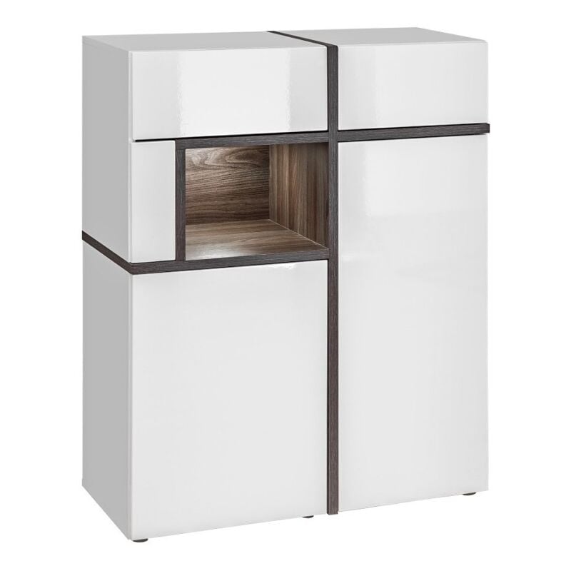 Meublorama - Vaisselier bas, bar criss + led. Vitrine, argentier déco, moderne et design pour votre salon.