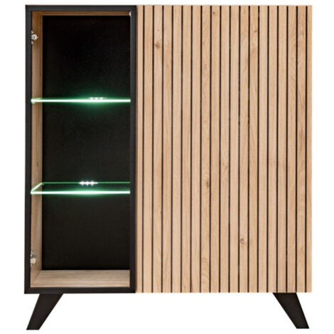 Vaisselier Led Design "Liam" 90cm Naturel & Noir