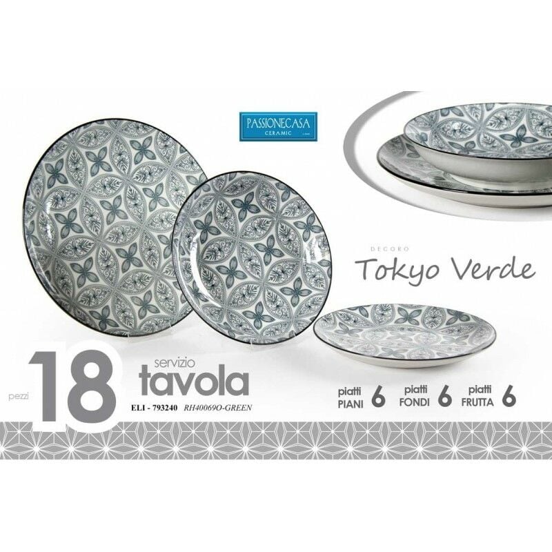 Vaisselle Tokyo verte 18 pcs