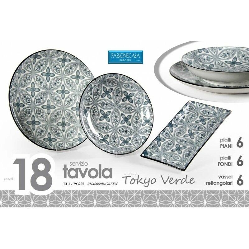 Webmarketpoint - Assiettes vertes Tokyo serties de plateaux rectangulaires