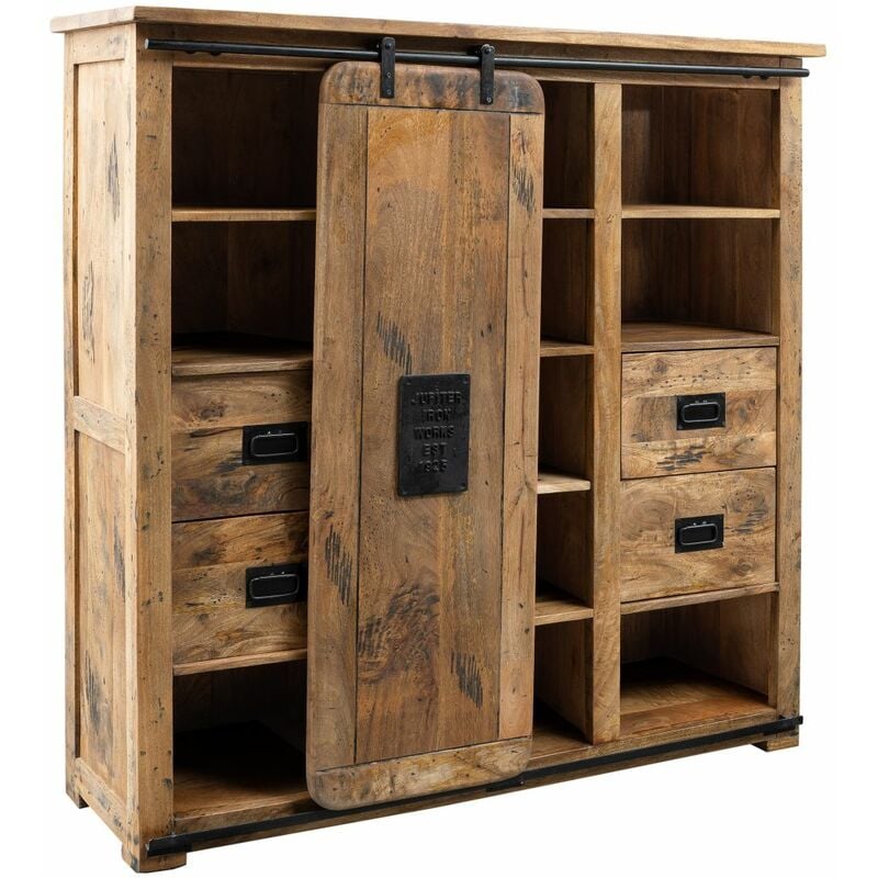 Massivmoebel24 - Buffet 142x45 Manguier laqué Bois naturel railway 162