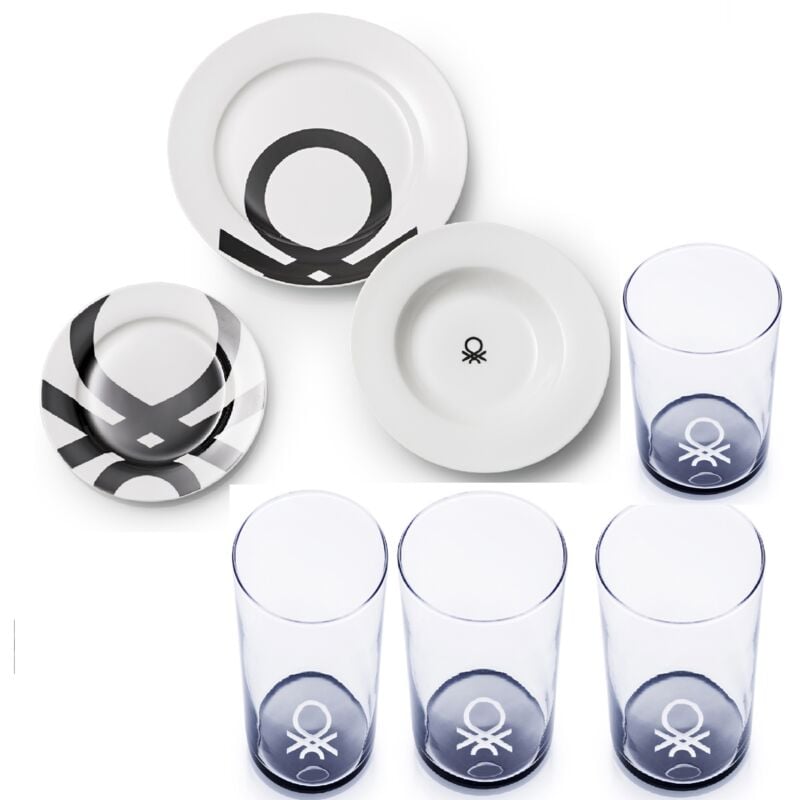 

Benetton - Vajilla 18 pcs y 4 vasos de agua de cristal