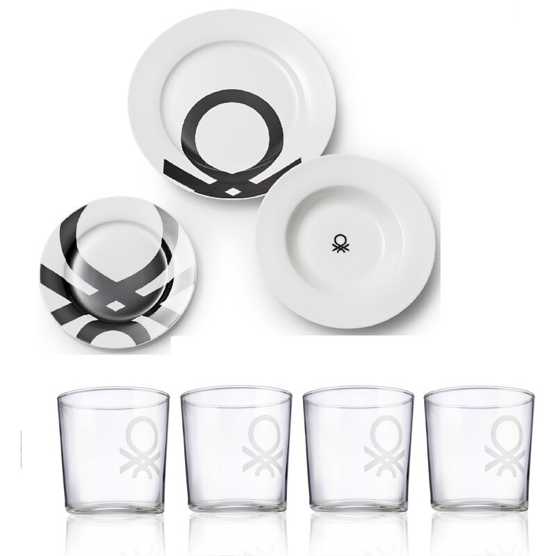 

Benetton - Vajilla 18 pcs y 4 vasos de agua de cristal