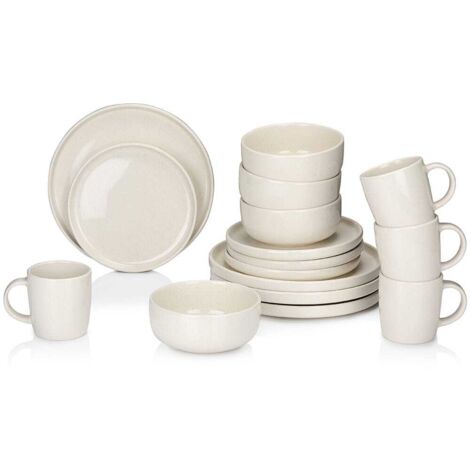 Vajilla crema cerámica 16 piezas