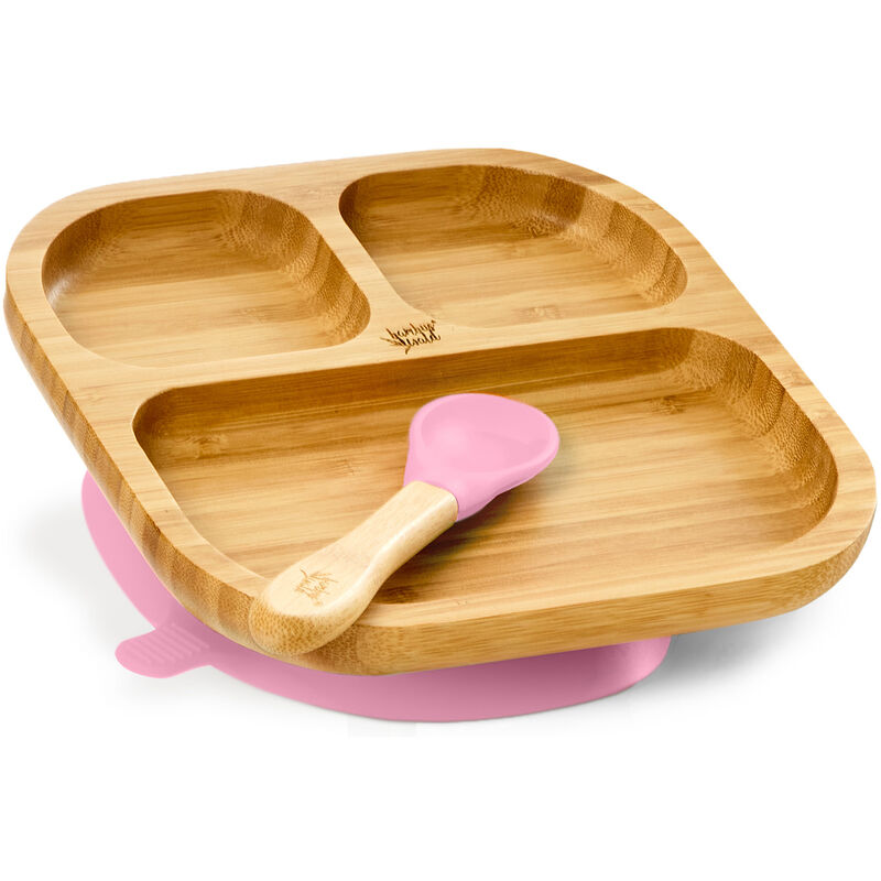 

Klarstein - Vajilla infantil con plato de bambú y cuchara 250 ml incl. ventosa 18 x 18 cm