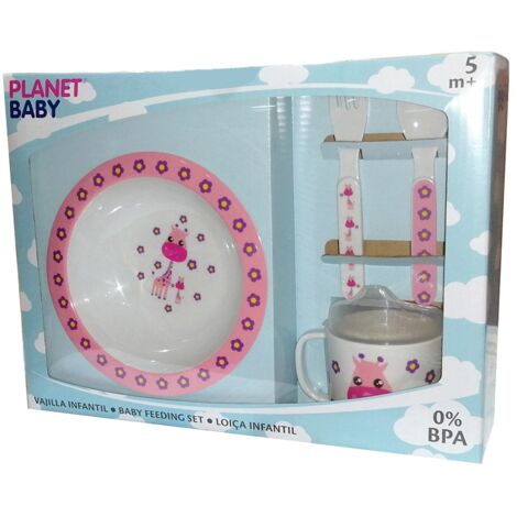 Vajilla infantil melamina 4 piezas rosa