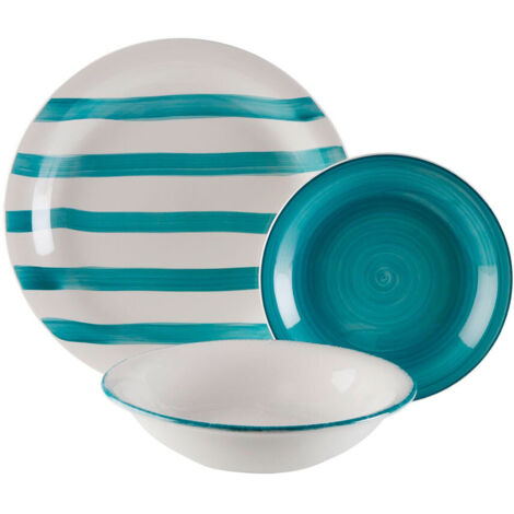 VAJILLA PORCELANA LIGIA AZUL 18 PIEZAS