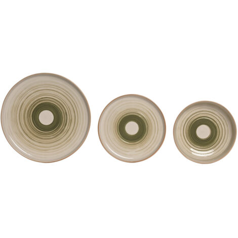 Vajilla Set 18 Gres 27X27X2,8 Relieve Verde