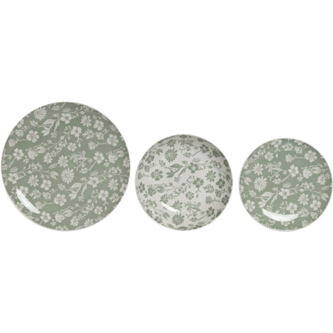 Vajilla Set 18 Porcelana 27X27X2 Floral Verde