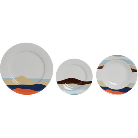 Vajilla Set 18 Porcelana 27X27X2 Teide Azul