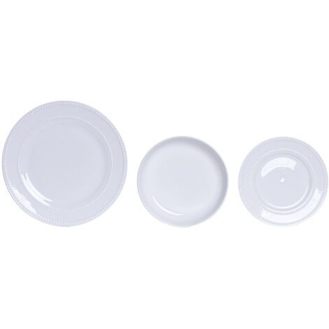 Vajilla Set 18 Porcelana 28X28X2,3 Perla Relieve
