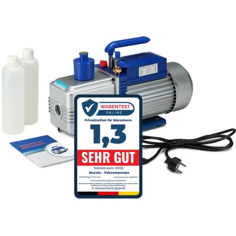 MUCOLA Melko 70 l/min Vakuumpumpe Unterdruckpumpe Vakuum Pumpe<h2>Industrie-Vakuumpumpe mit Aluminiumgeh&auml;use inkl. &Ouml;lflasche</h2> <span lang="DE">Diese Vakuumpumpe ist f&uuml;r den professionellen Einsatz vorgesehen. Die Pumpe erzeugt einen Unterdruck,