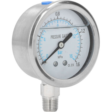 Vakuumdruckmanometer aus Edelstahl 0–1,6 MPa mit 1/4-Zoll-NPT-Anschluss