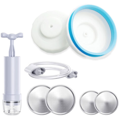Vakuumiergerät-Set für Gläser mit Zubehörschlauch, kompatibel mit Gläsern mit weiter Öffnung und Standardgläsern.
