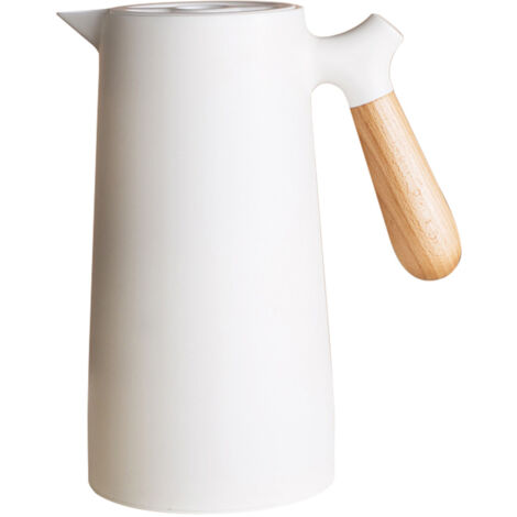 Vakuumisolierter Wasserkocher für Tee und Kaffee, mehrschichtige Glasbeschichtung, 1 l, weiß, für Zuhause und Camping