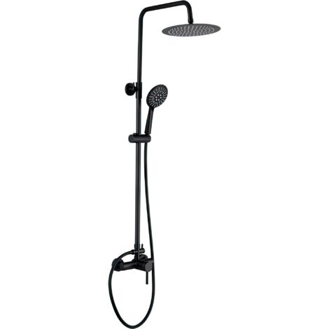 VALAZ Barra de ducha monomando redonda negro mate serie Ebro - 25cm